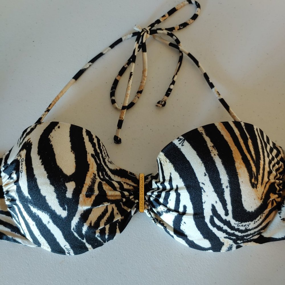 Victoria Secret Tiger Print Swim Top "EUC"